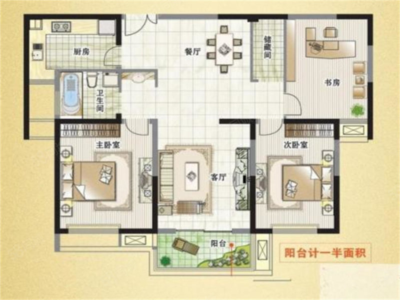 富城湾3室2厅1卫108.73㎡南147万