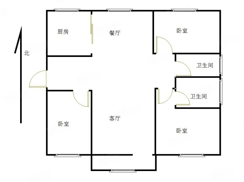 华商金岸3室2厅2卫132.34㎡南北92万