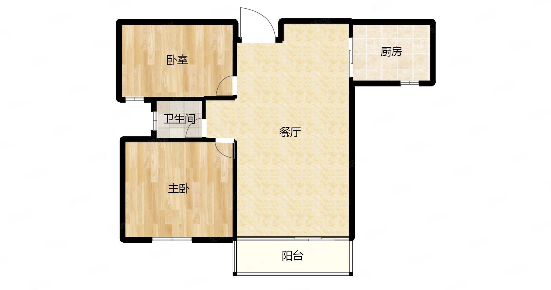 东方瑞园2室2厅1卫89.47㎡南北169万