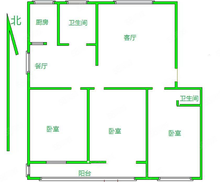 市物价局宿舍3室2厅2卫129.48㎡南北108万