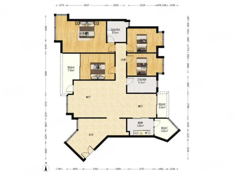 中海兰庭4室2厅2卫147㎡南455万