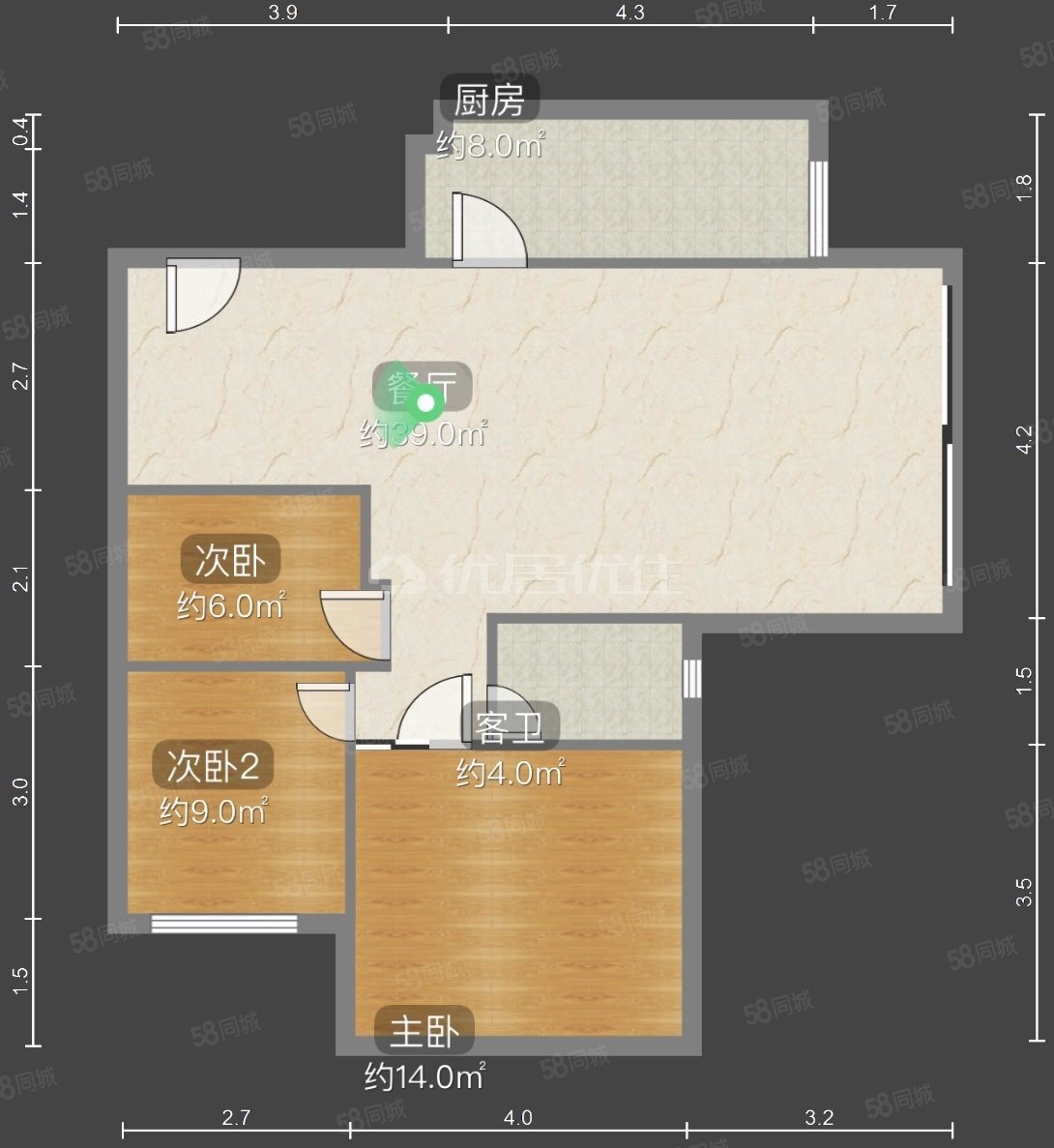 美的林城时代南区美观苑3室2厅1卫85.42㎡西南90万