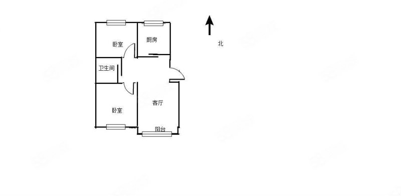 中央大学城2室1厅1卫70㎡南北56万