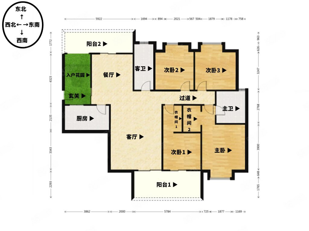 富力丽港银湾4室2厅2卫188.66㎡南北330万