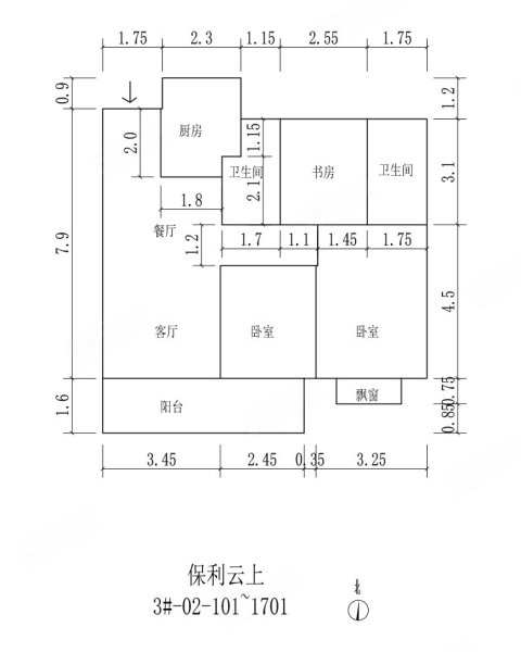 山湖湾3室2厅2卫109㎡南北92万