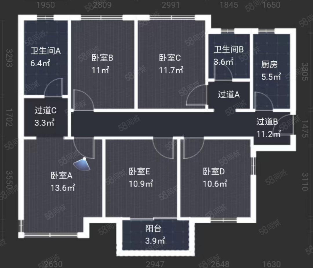 天山熙湖二期3室2厅2卫127.5㎡南北175万