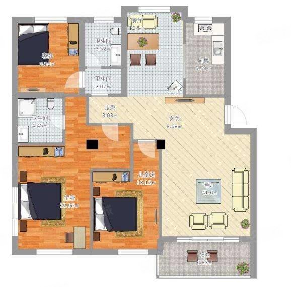 合作街院3室2厅1卫96㎡南北26万