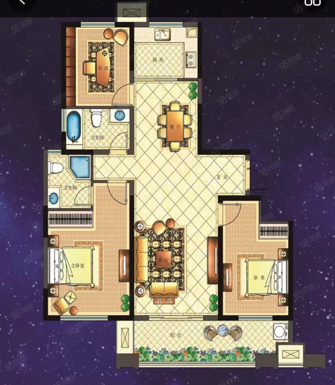 兰亭御城3室2厅1卫111.44㎡南北122万