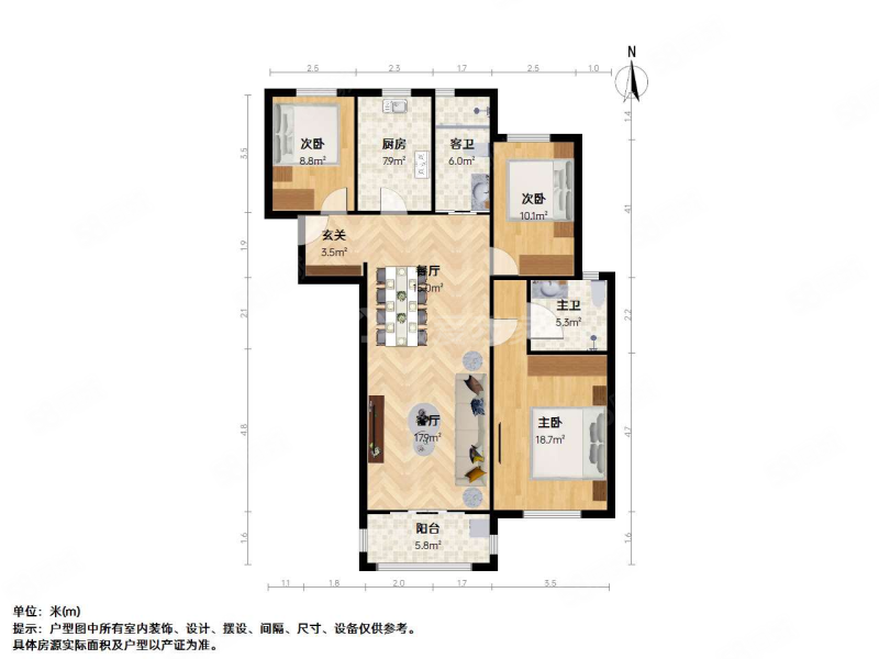 丰盛凤凰府3室2厅2卫127㎡南北148万