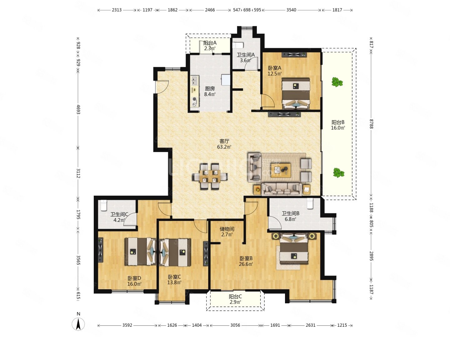 【10图】联泰天禧大横厅户型,,联泰天禧-南昌58同城
