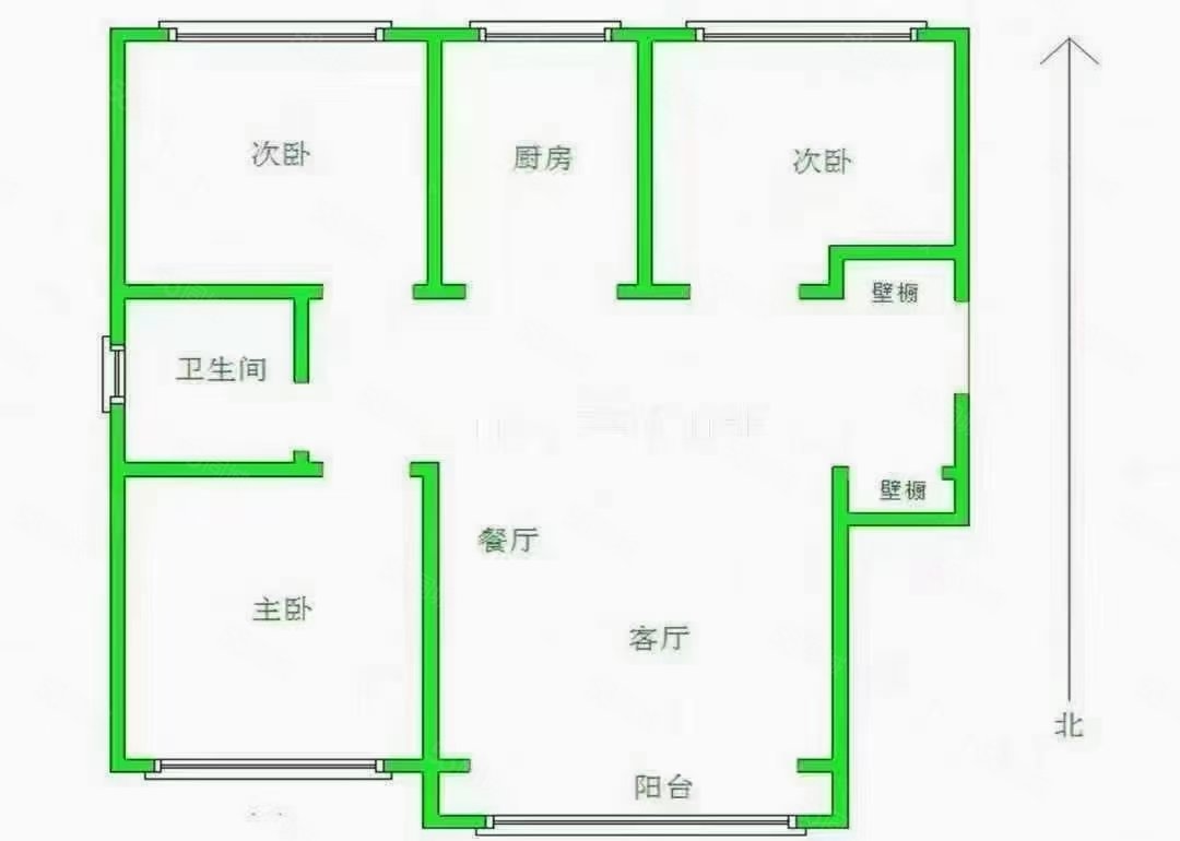 南岭国际二区3室2厅1卫106㎡南北112万