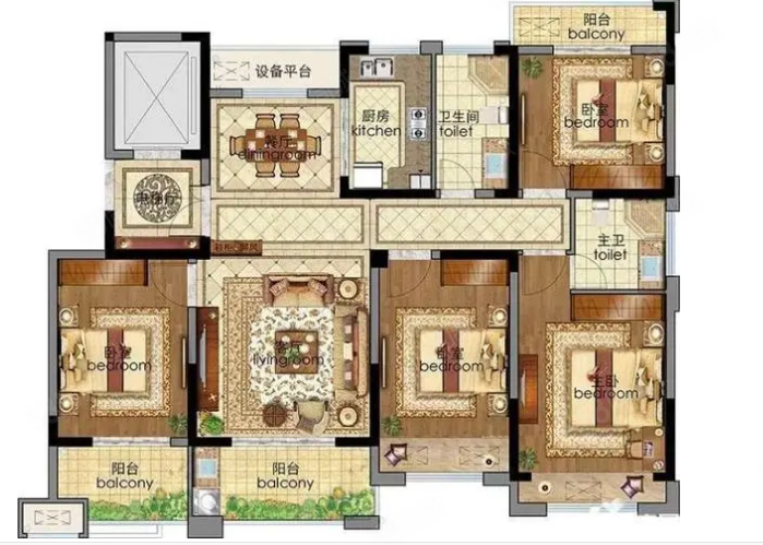 滨河壹号5室3厅3卫271㎡南北199.8万