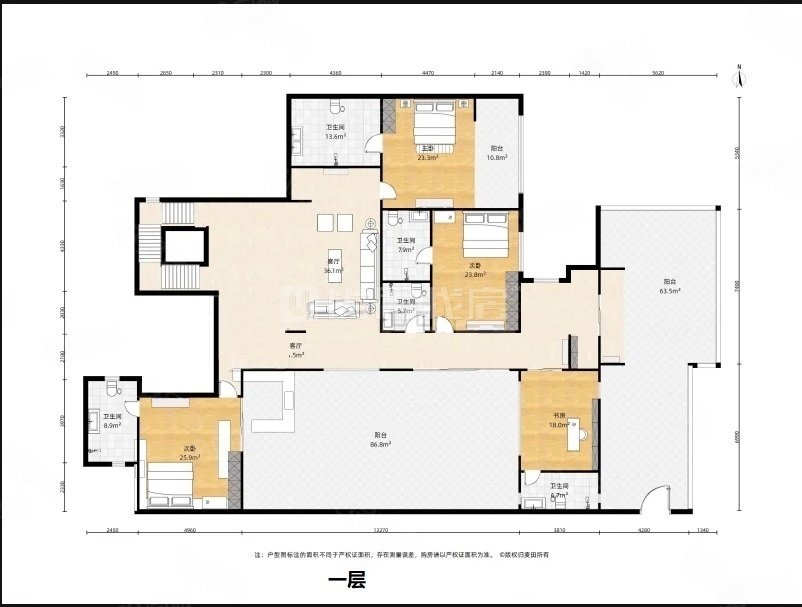 紫禁壹號院南院(別墅)10室5廳10衛(wèi)333.28㎡南北6500萬