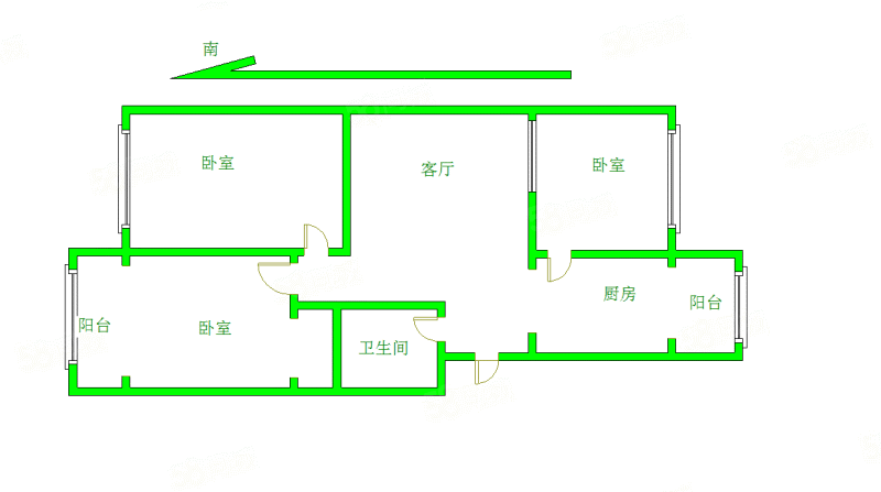 双路小区3室1厅1卫83.43㎡南北130万