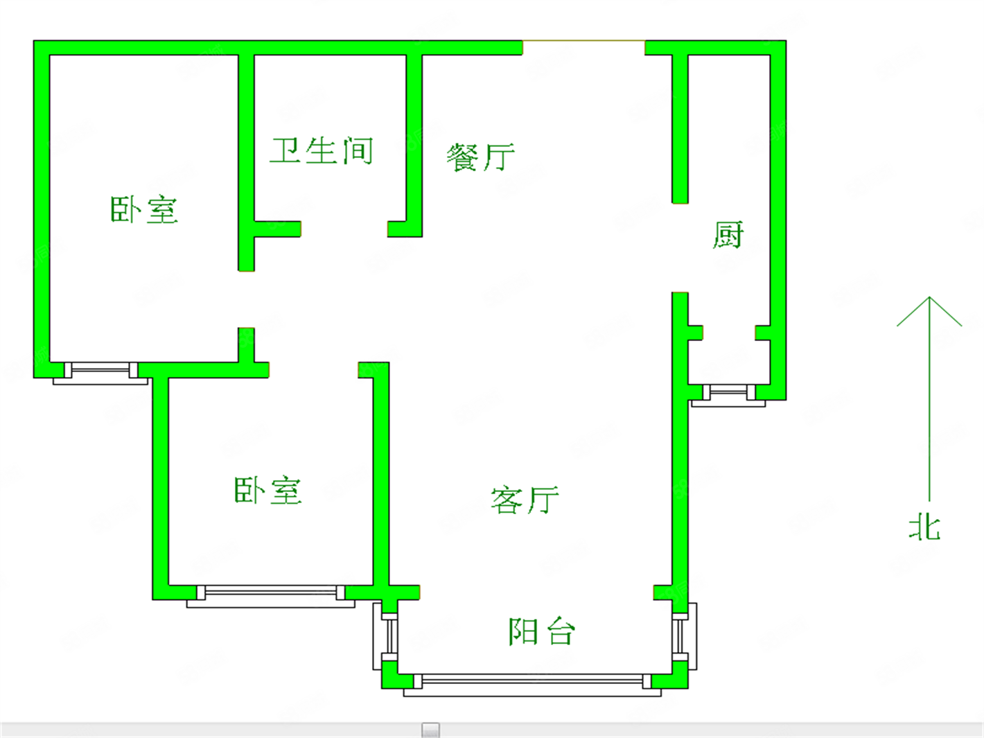 雅绅鸿居2室2厅1卫95.08㎡南79万