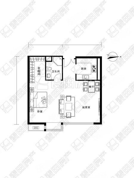 新城国际1室1厅1卫75㎡北900万