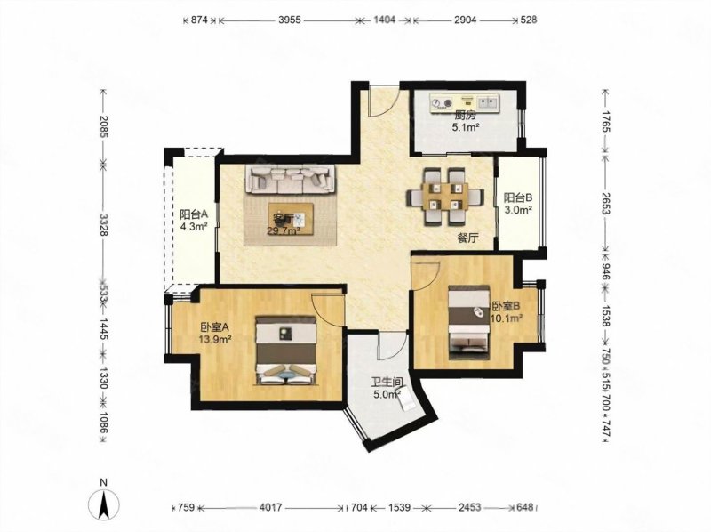 锦绣嘉苑2室1厅1卫94㎡南北71万