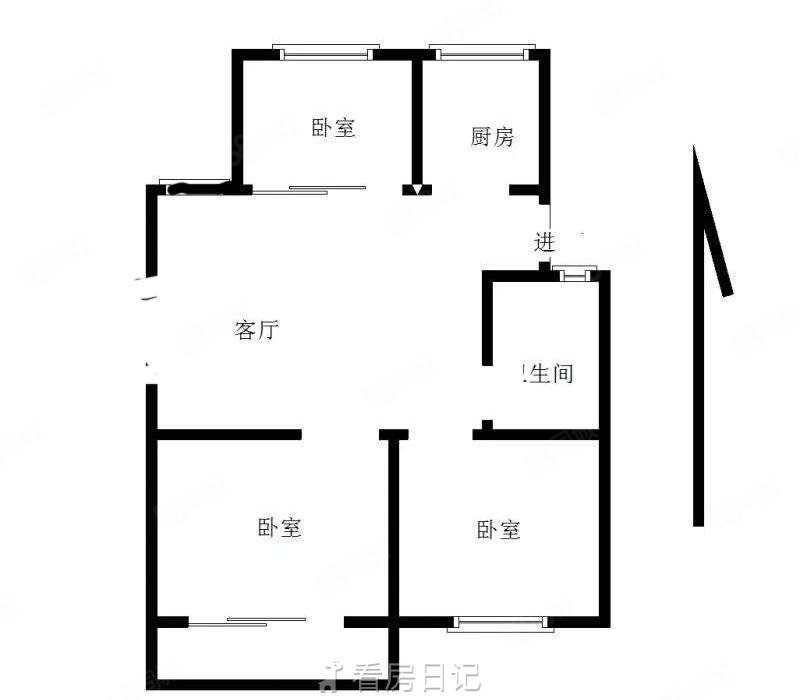 有朋花园3室2厅1卫103㎡南北66万