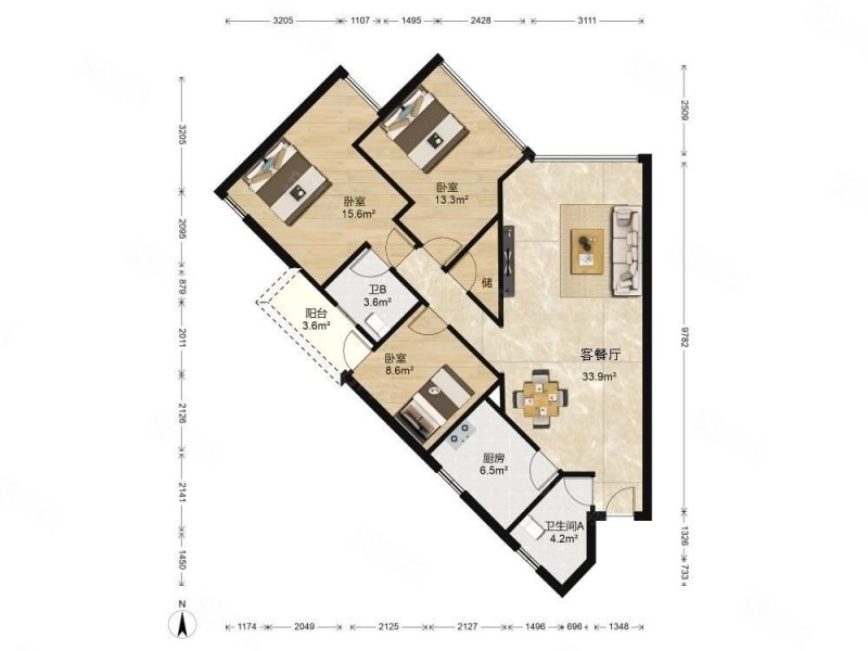 帝景苑3室2厅2卫122.09㎡西700万