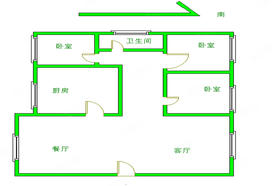 龍聚山莊3室1廳1衛(wèi)84.58㎡南北80萬(wàn)