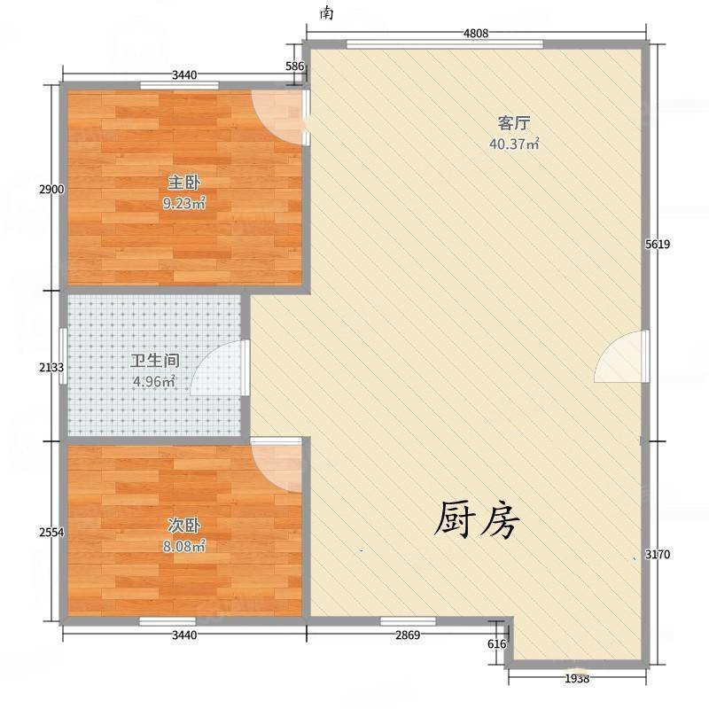 宇科学府2室1厅1卫97㎡南北43万