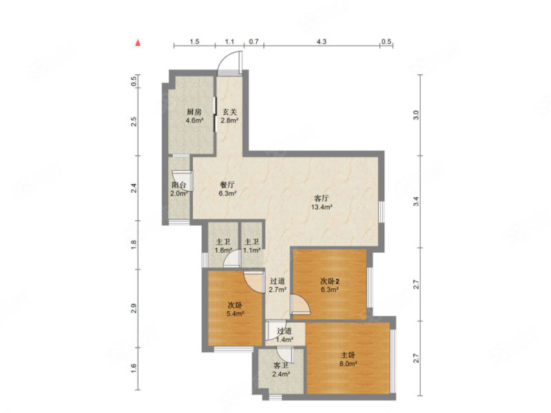 蓝光COCO国际(一期)3室1厅0卫77㎡东143万