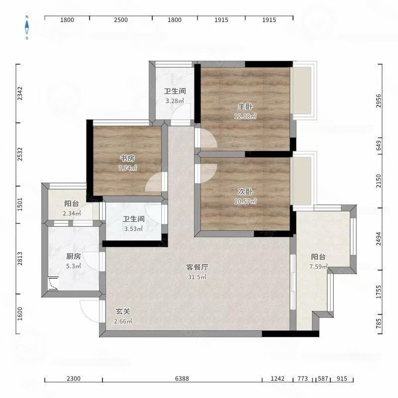 温莎国际三期4室2厅2卫108㎡南北94.8万