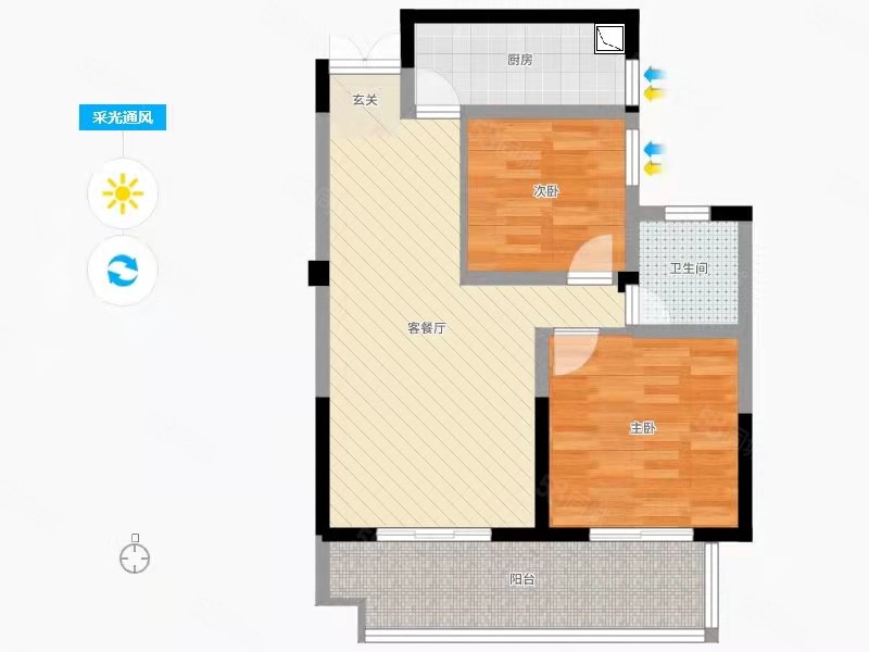 在水一方2室1厅1卫87㎡南北48万