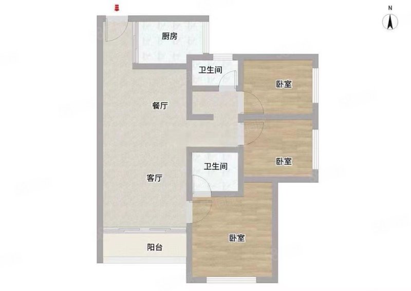 万科麓城二期3室2厅2卫88.32㎡南402万