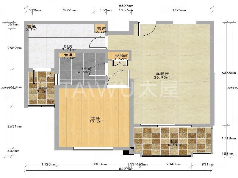 尚东国际名园(二期)1室2厅1卫79.67㎡南810万