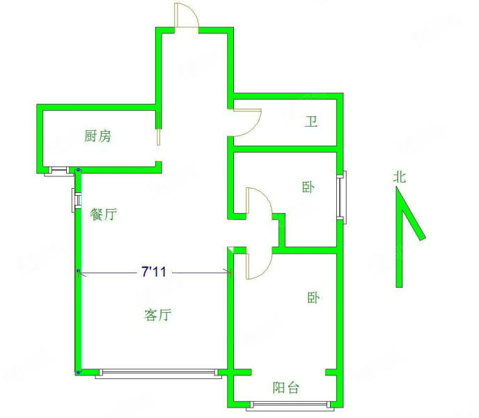 燕云台2室2厅1卫93.15㎡南北62万