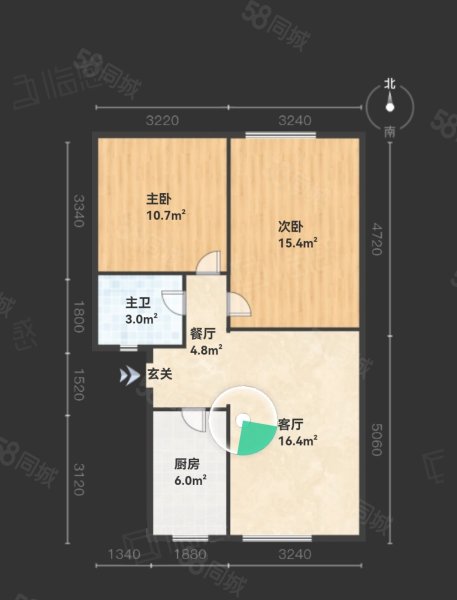 经纬10区2室2厅1卫72㎡南北38万