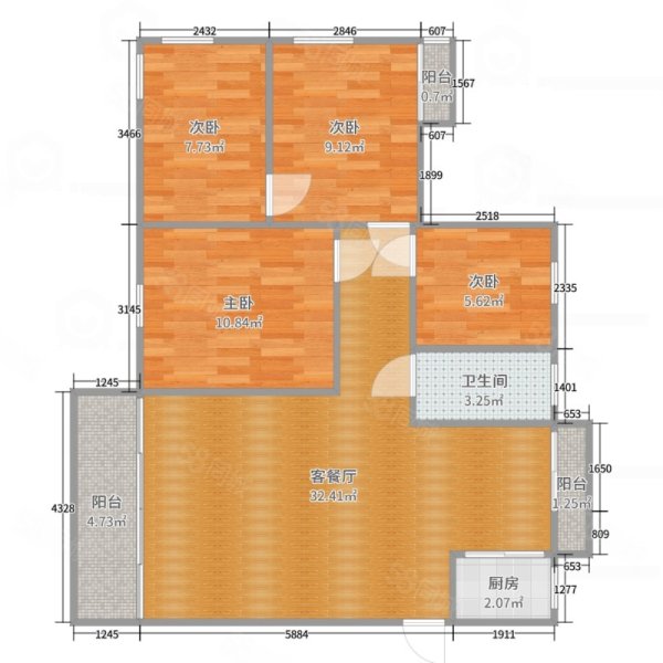 凯旋城(通站南路)3室2厅2卫138㎡南北85万