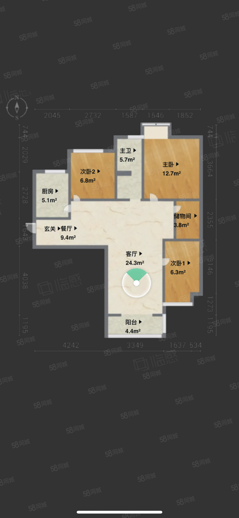 东方丽都3室2厅1卫103㎡南189万