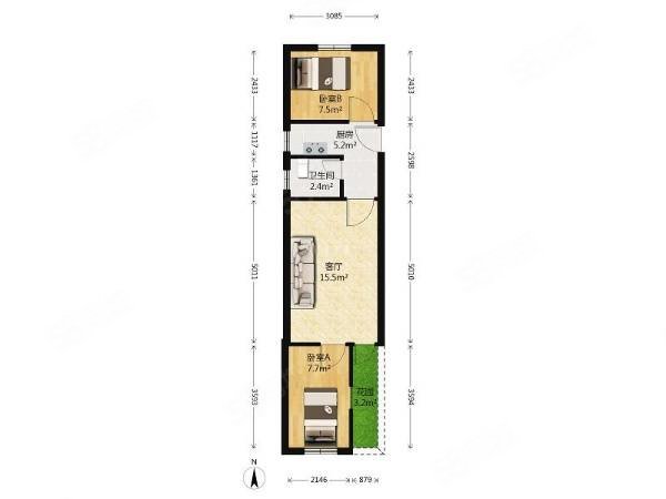 新中小区2室1厅1卫42㎡南北335万