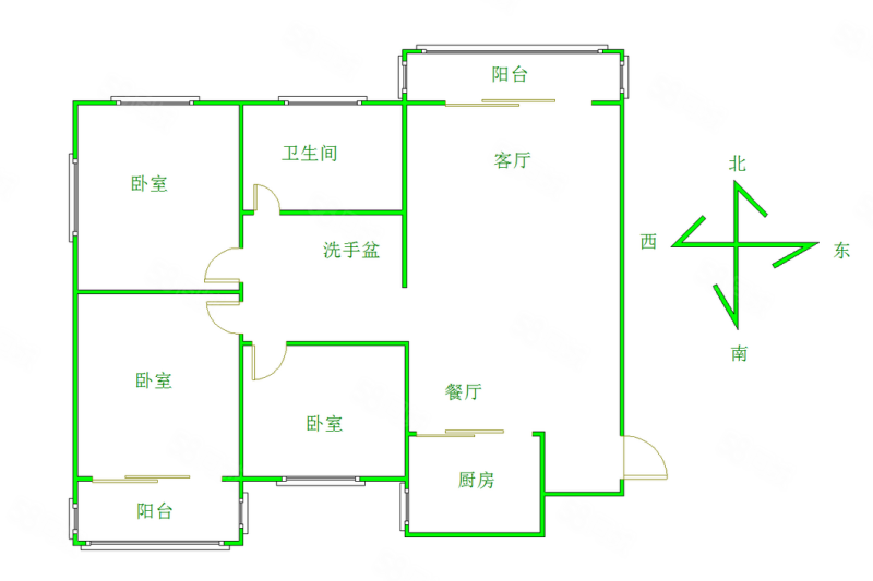 金色花园3室2厅1卫132㎡南北95万