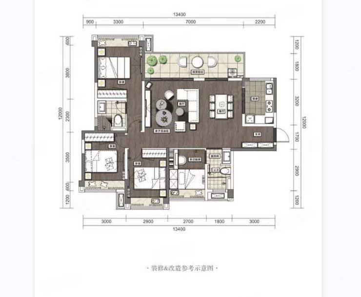 中瑞天悦天玺4室2厅2卫129.41㎡南北95万