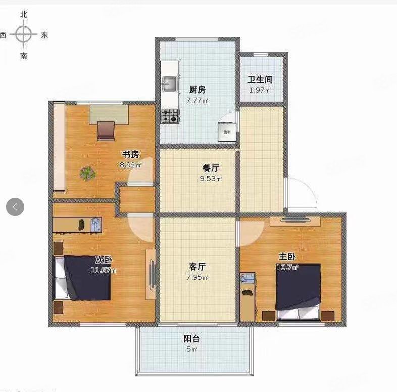 泗洪京公馆3室2厅1卫107.69㎡南北72.9万