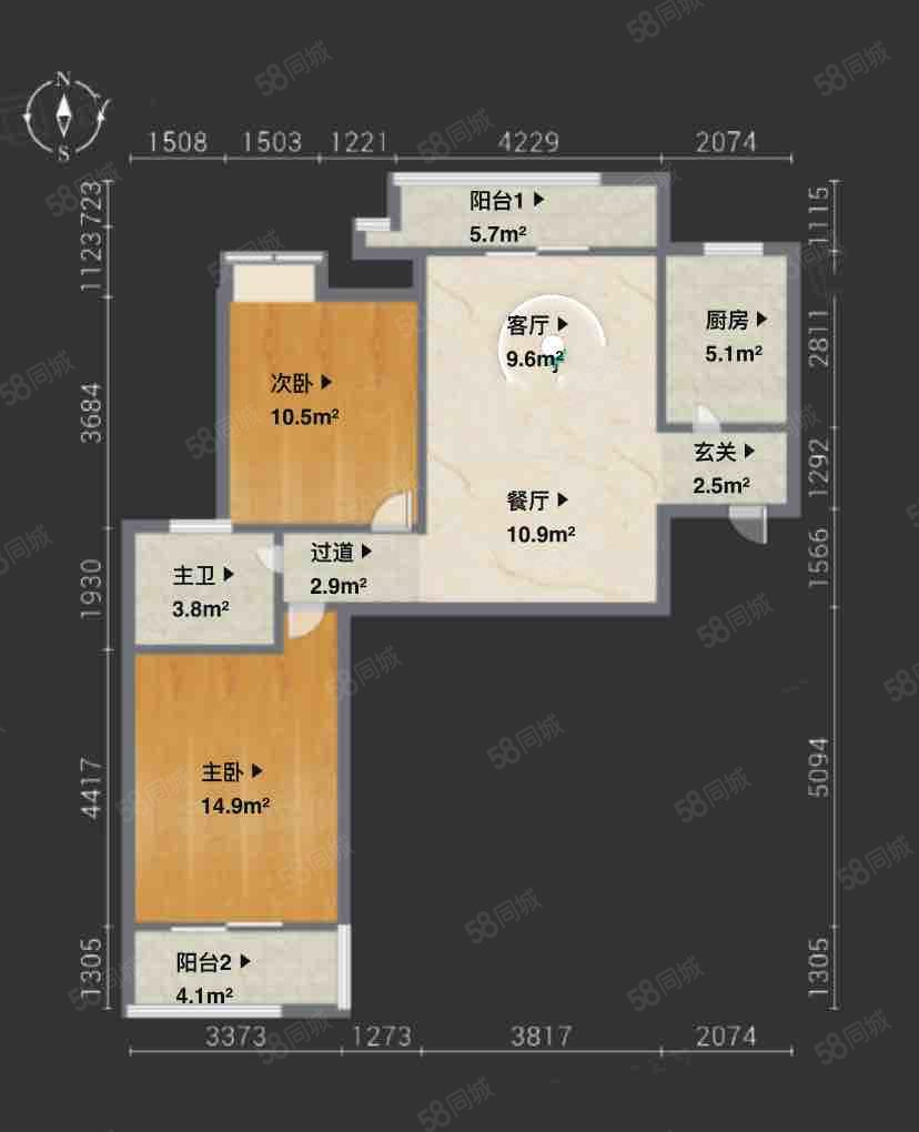 广福花园A区2室2厅2卫88㎡南北120万