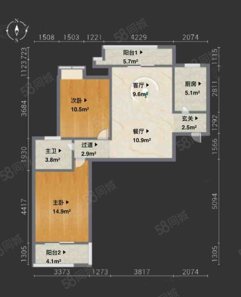 广福花园A区2室2厅2卫88㎡南北120万