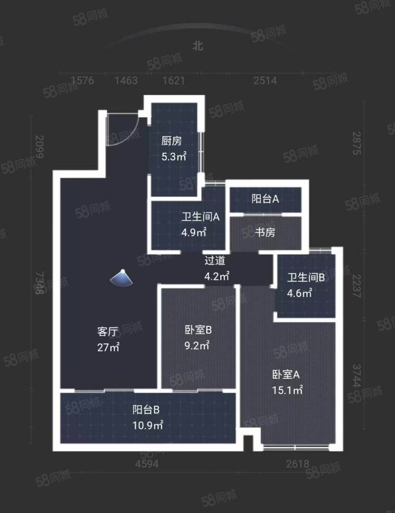 吾悦首府3室2厅2卫114㎡南北89.6万