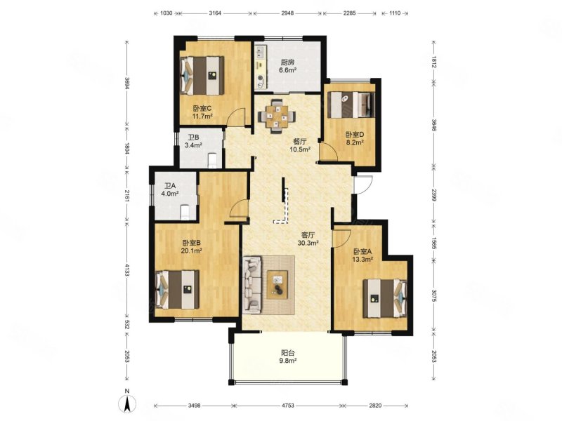 金都夏宫(公寓住宅)4室2厅2卫134.3㎡南345万