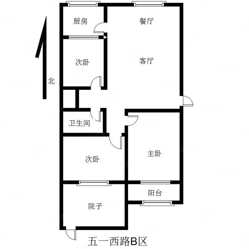 五一西路B区3室2厅1卫104㎡南北73万