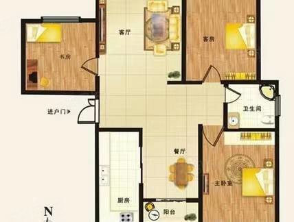 警察小区3室2厅1卫104㎡南北56.5万