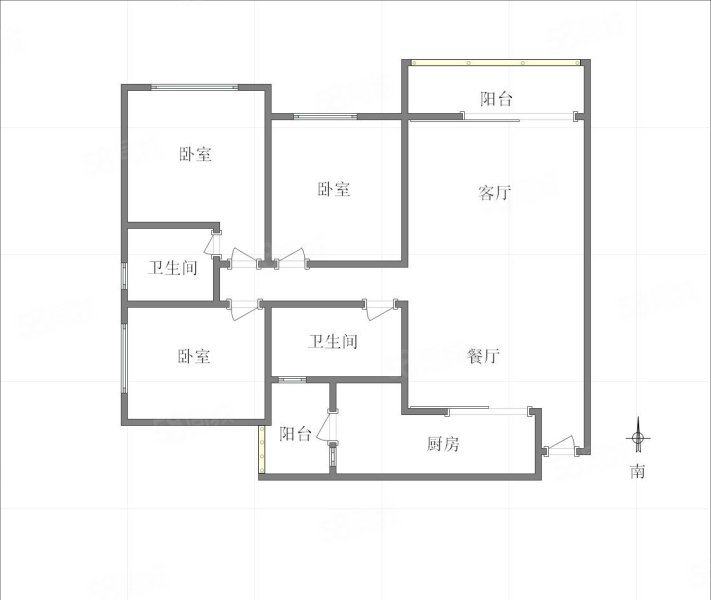 瀚学融府(一期)3室2厅2卫94.92㎡南北74.8万