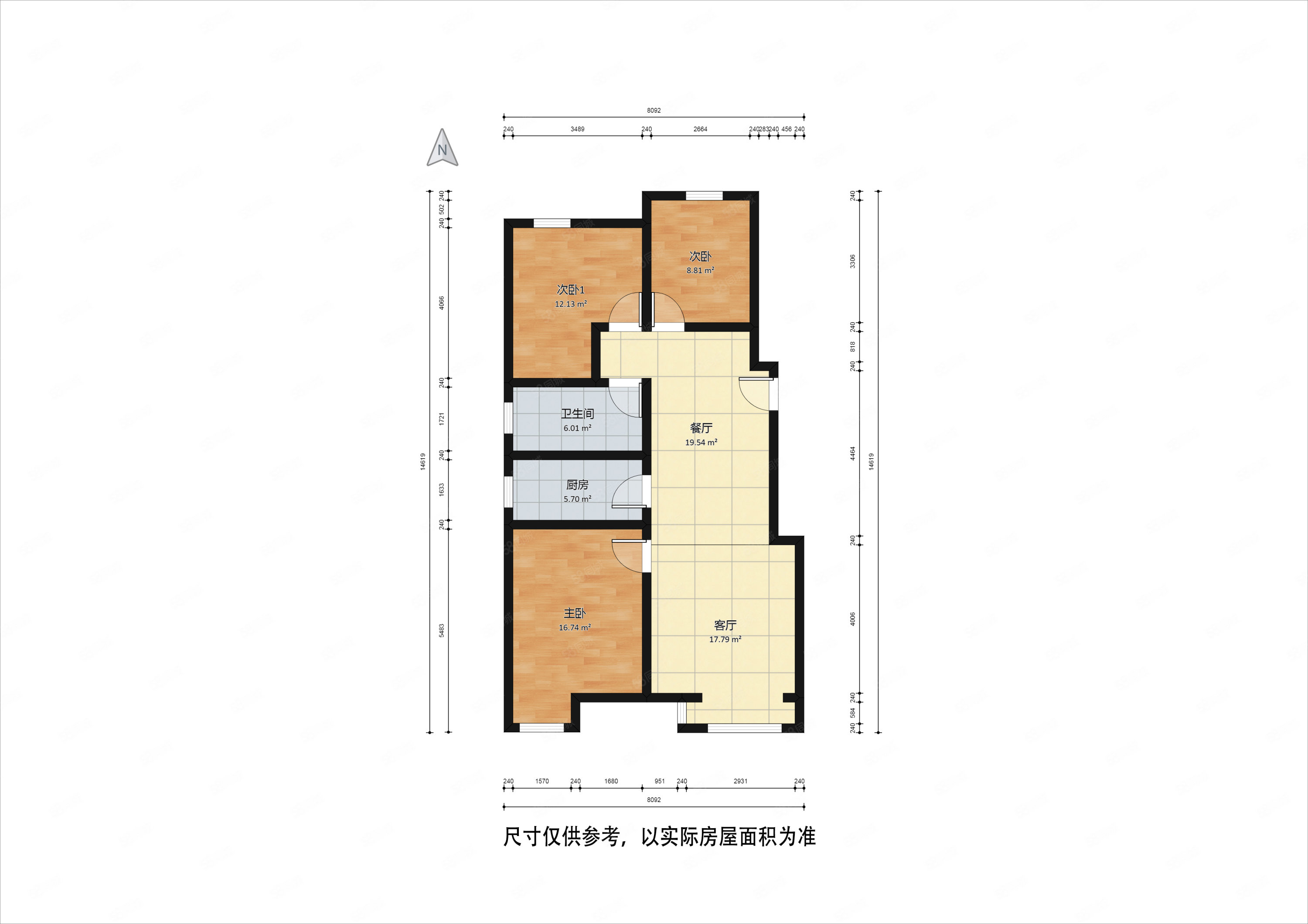 融创东岸名郡3室2厅1卫105.26㎡南北150万