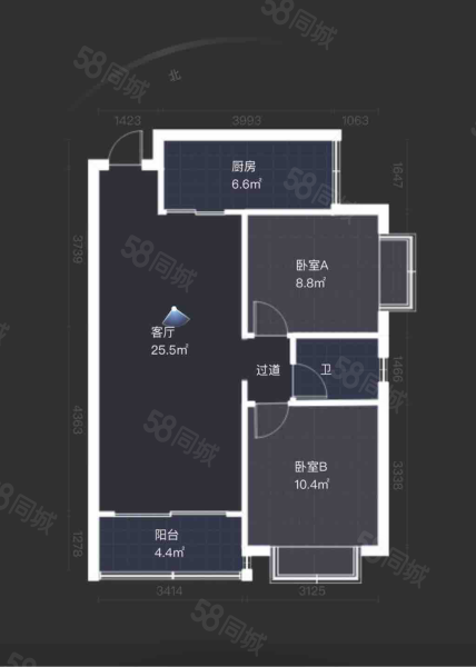 鑫瑞乐居(北区)2室2厅1卫65㎡南35万