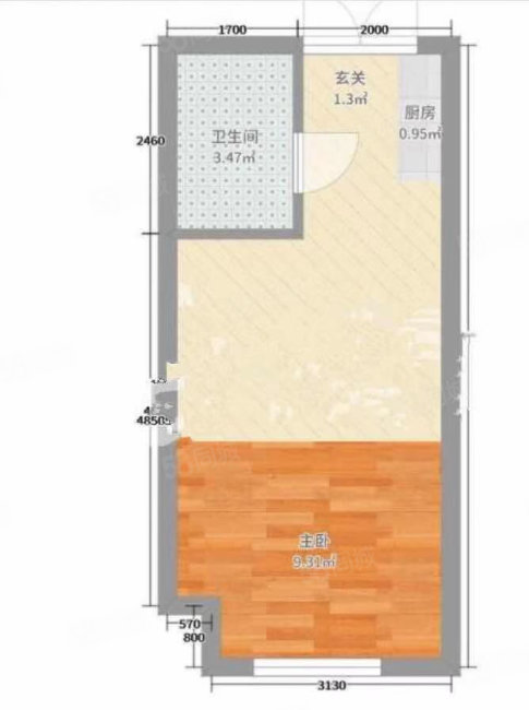 瑞升商住楼1室0厅1卫43㎡东29万