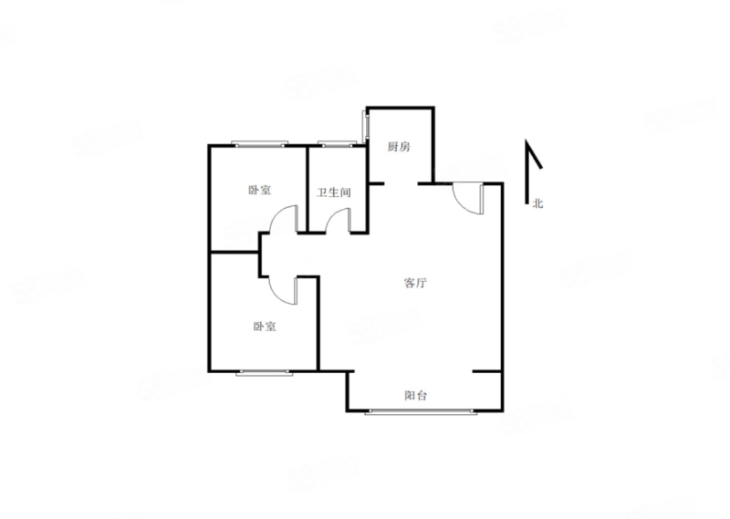 鸿坤礼域府2室2厅1卫89.55㎡南北76万