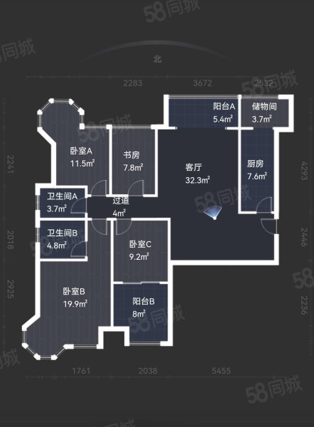 中冶一曲江山4室2厅2卫122.85㎡南北305万